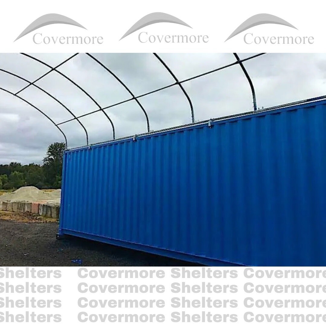 Covermore 20×40 (15 oz PVC) upgraded Conex Container Mounted Canopy Shelter