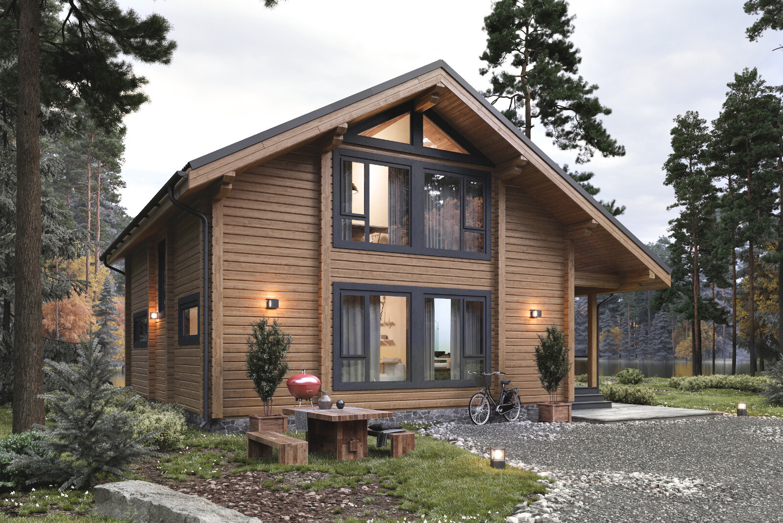 PREFAB LOG CABIN HOME KIT NATURAL WOOD 2045 ft² / 190 m² – DISCOUNT CARD 3% off