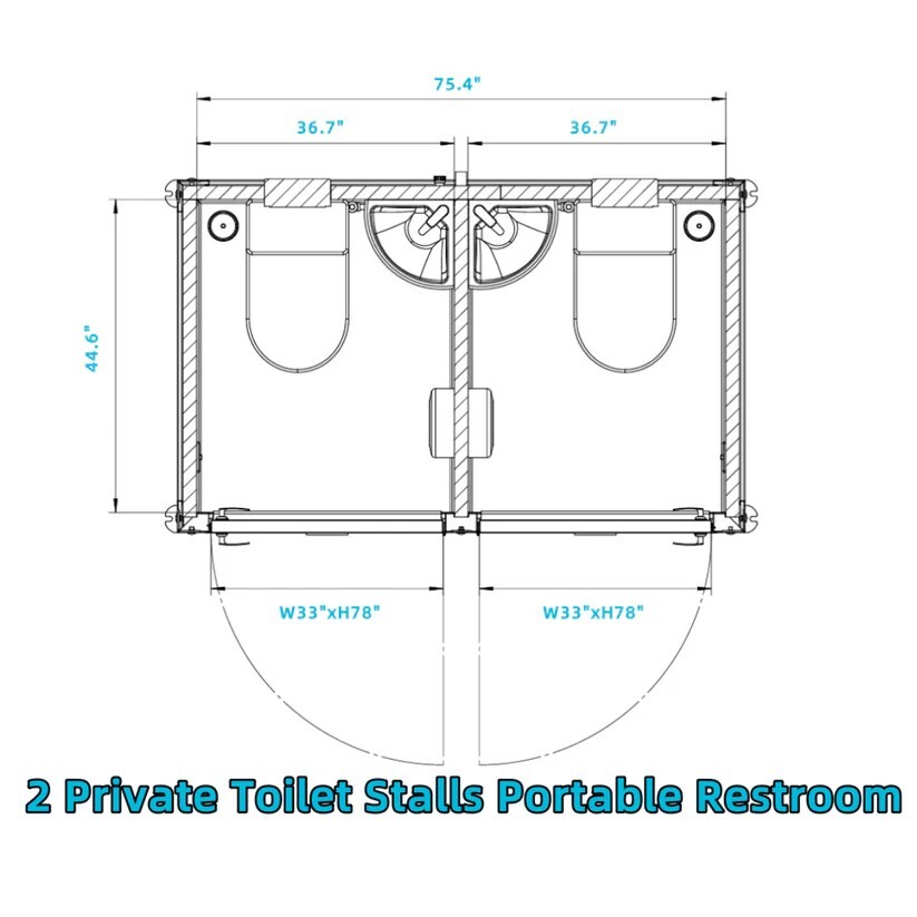 Bastone 2 Private Toilet Stalls w/ Sink Mobile toilet Portable Restrooms