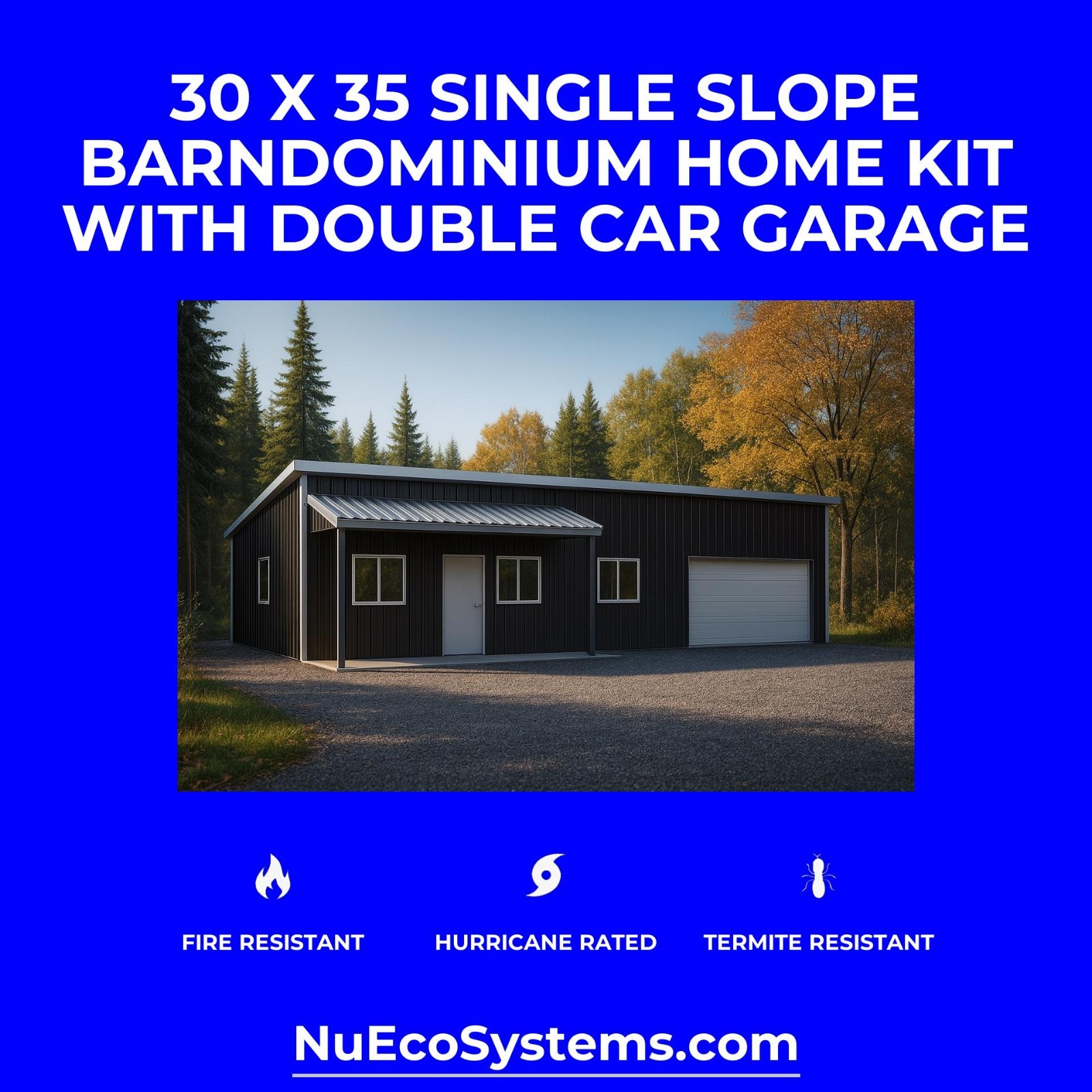 18 X 40 HURRICANE RATED 2 Story Single Slope Galvanized Steel Barndominium Kit