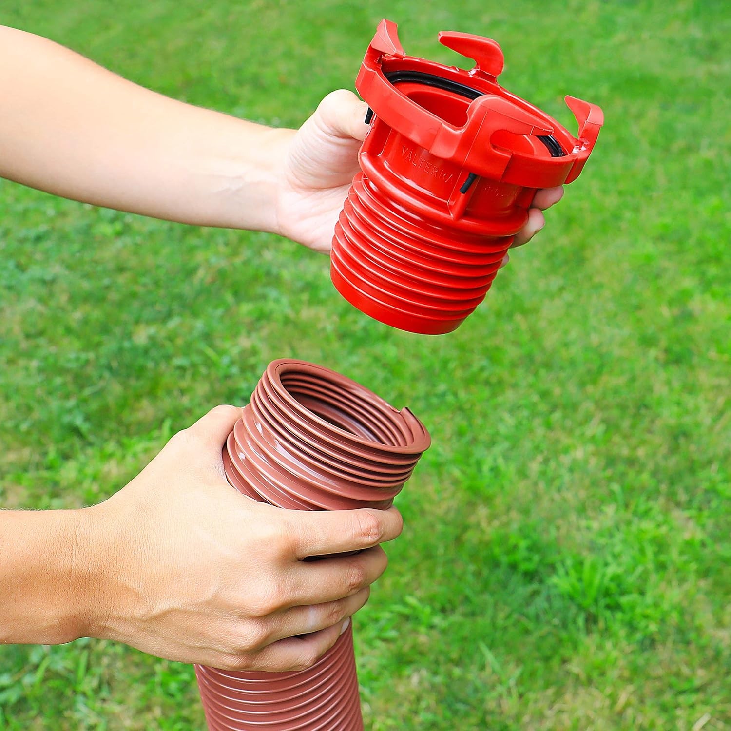 Valterra F02-3101 RV Drain Hose Connection EZ Coupler Valve Adapter , Red