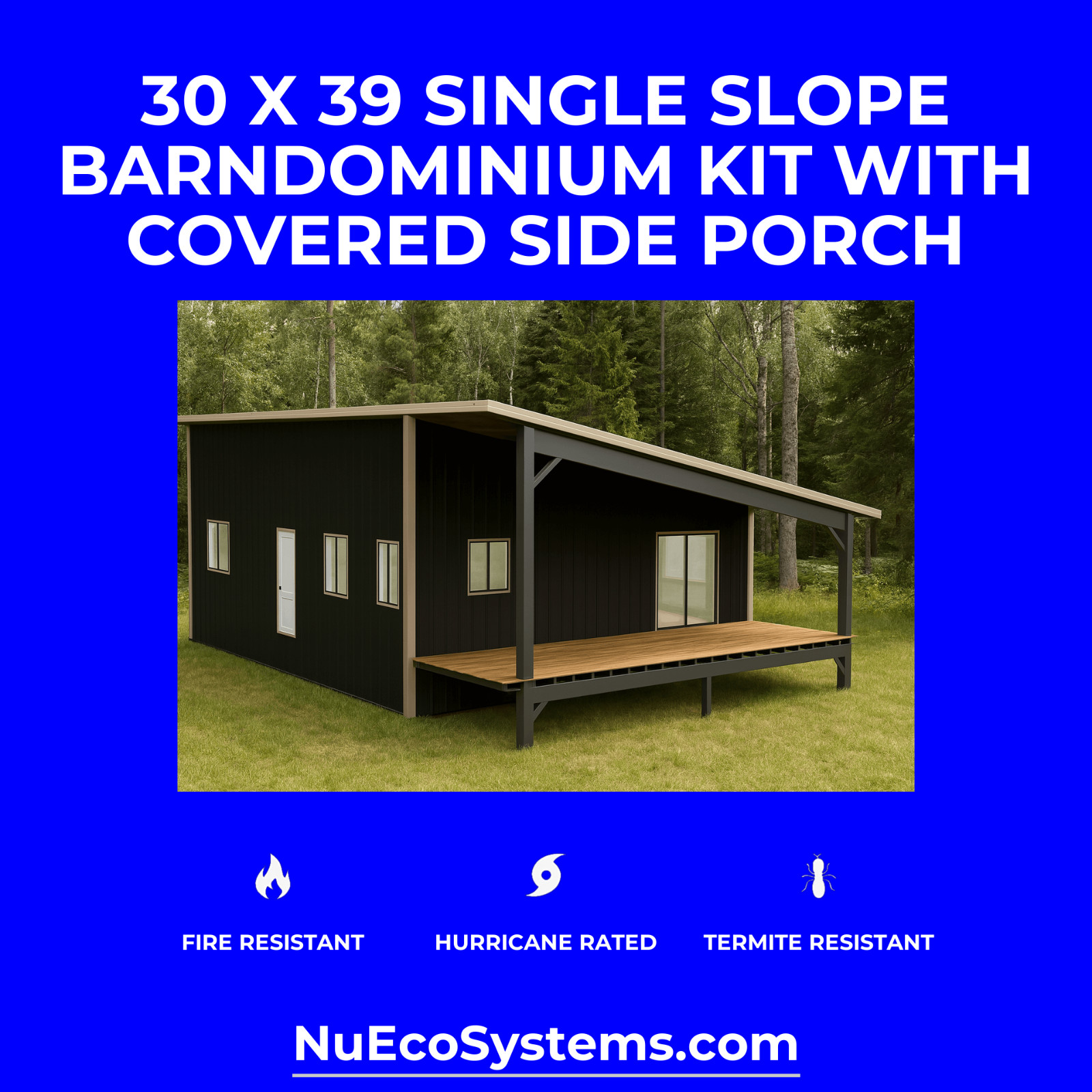 18 X 40 HURRICANE RATED 2 Story Single Slope Galvanized Steel Barndominium Kit