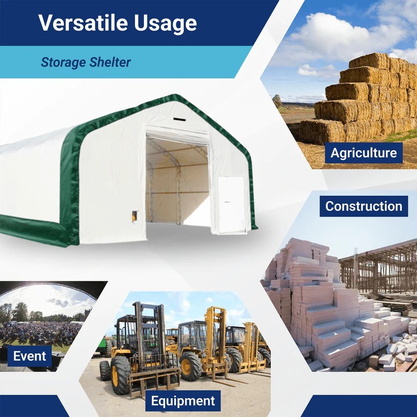 W40’xL80’xH23′ Double Truss Storage Shelter 22OZ PVC Canvas Building Shelter