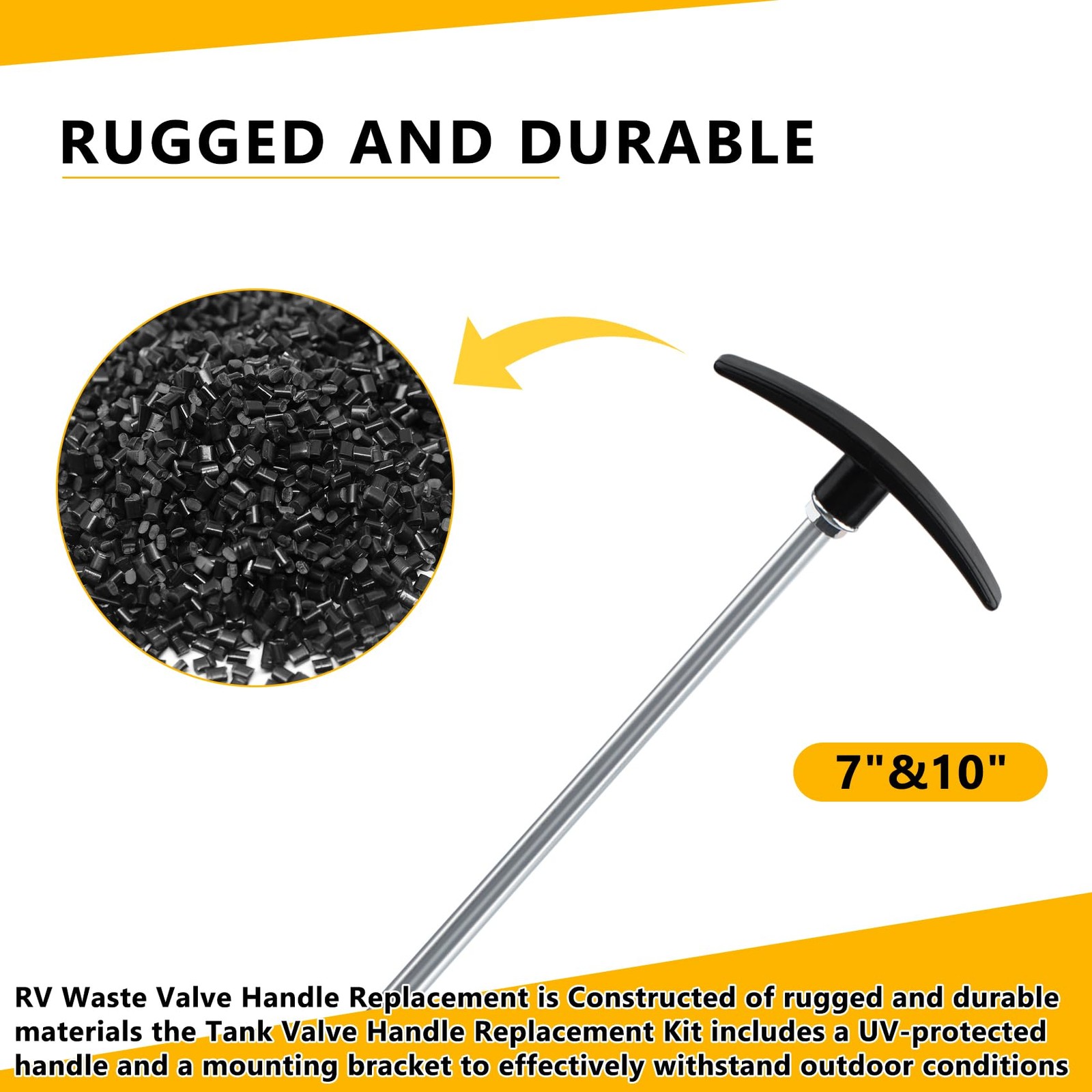 BKIFU RV Sewer Waste Valve Extension Rod 7″&10″,rv Black Tank Pull Valve…