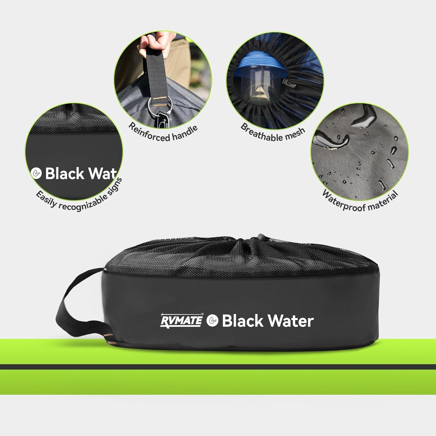 RVMATE RV Hose Bags 3 Pack, Waterproof Storage 3-bag set, Black,Blue,Green