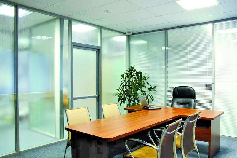 CGP Glass Aluminum 2Wall Office Partition System w/Door 14’x6’x9′ Clear Anodized