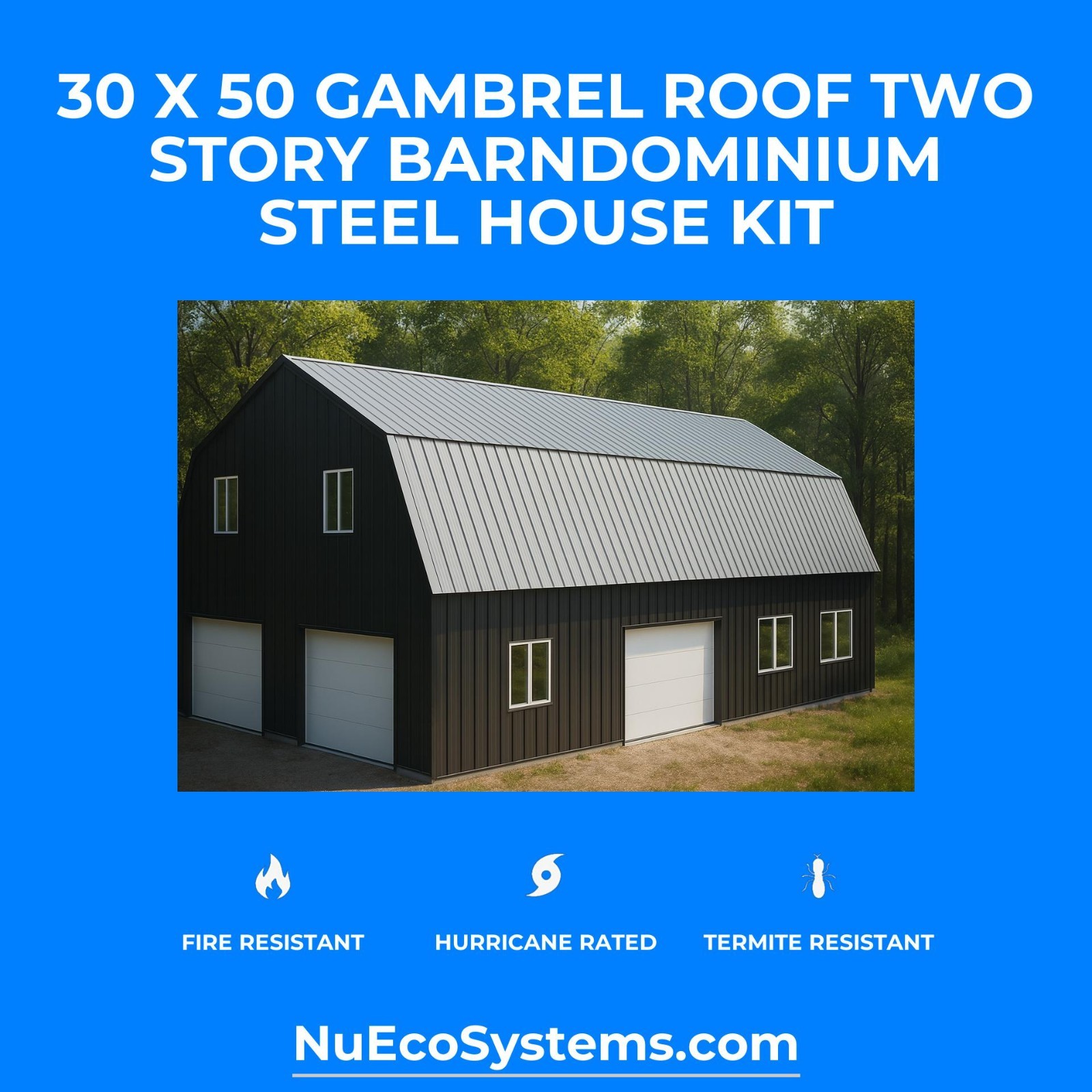 FLORIDA & TEXAS HURRICANE RATED Gable 2 Story Galvanized Steel Barndominium Kit