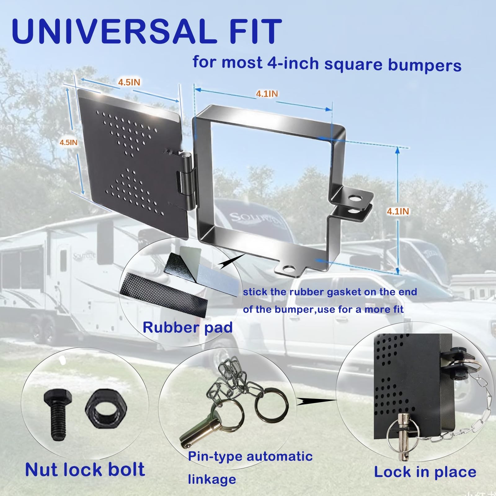 JuyVerq 2 Pack RV Bumper End Cap, Premium Steel 4-Inch Square, Black