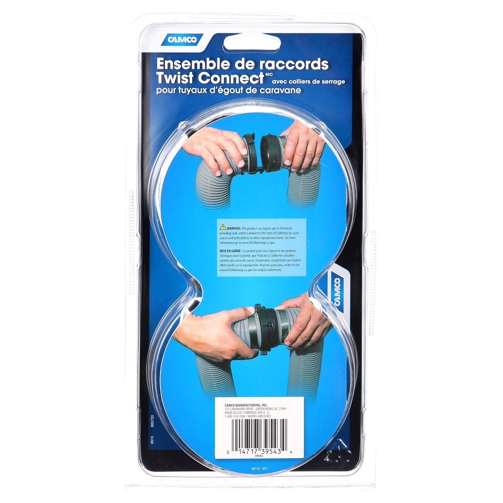 RV Sewer Hose Twist Connect Kit for 3 Inch Camper Trailer Waste Pipe