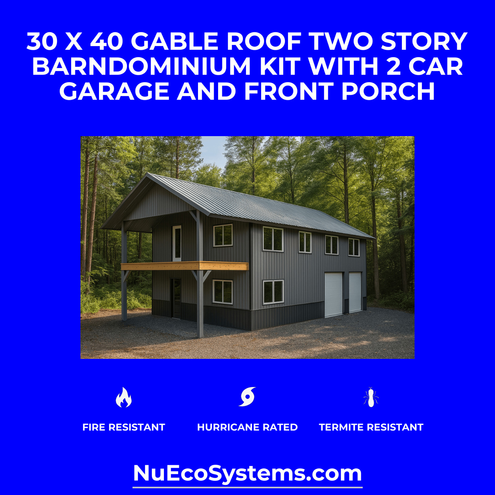 18 X 40 HURRICANE RATED 2 Story Single Slope Galvanized Steel Barndominium Kit