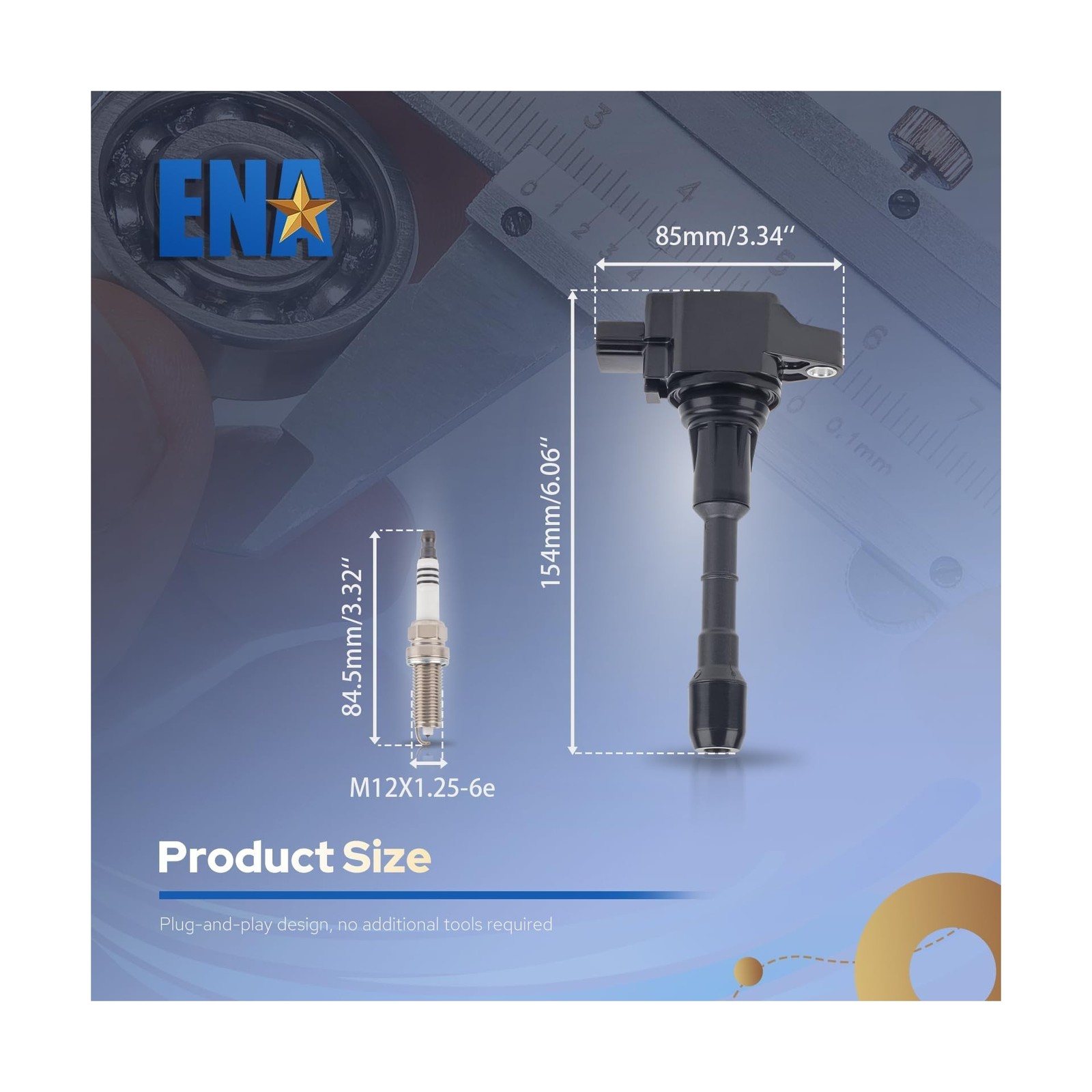 ENA Set of 6 Iridium Spark Plug and 6 Ignition Coil Pack Compatible with Niss…