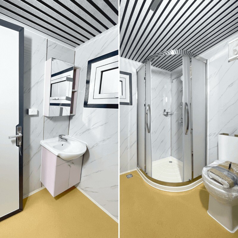 Portable Restroom Bathroom Mobile Toilet w/Shower Upgrade Acrylic Fanshaped Door