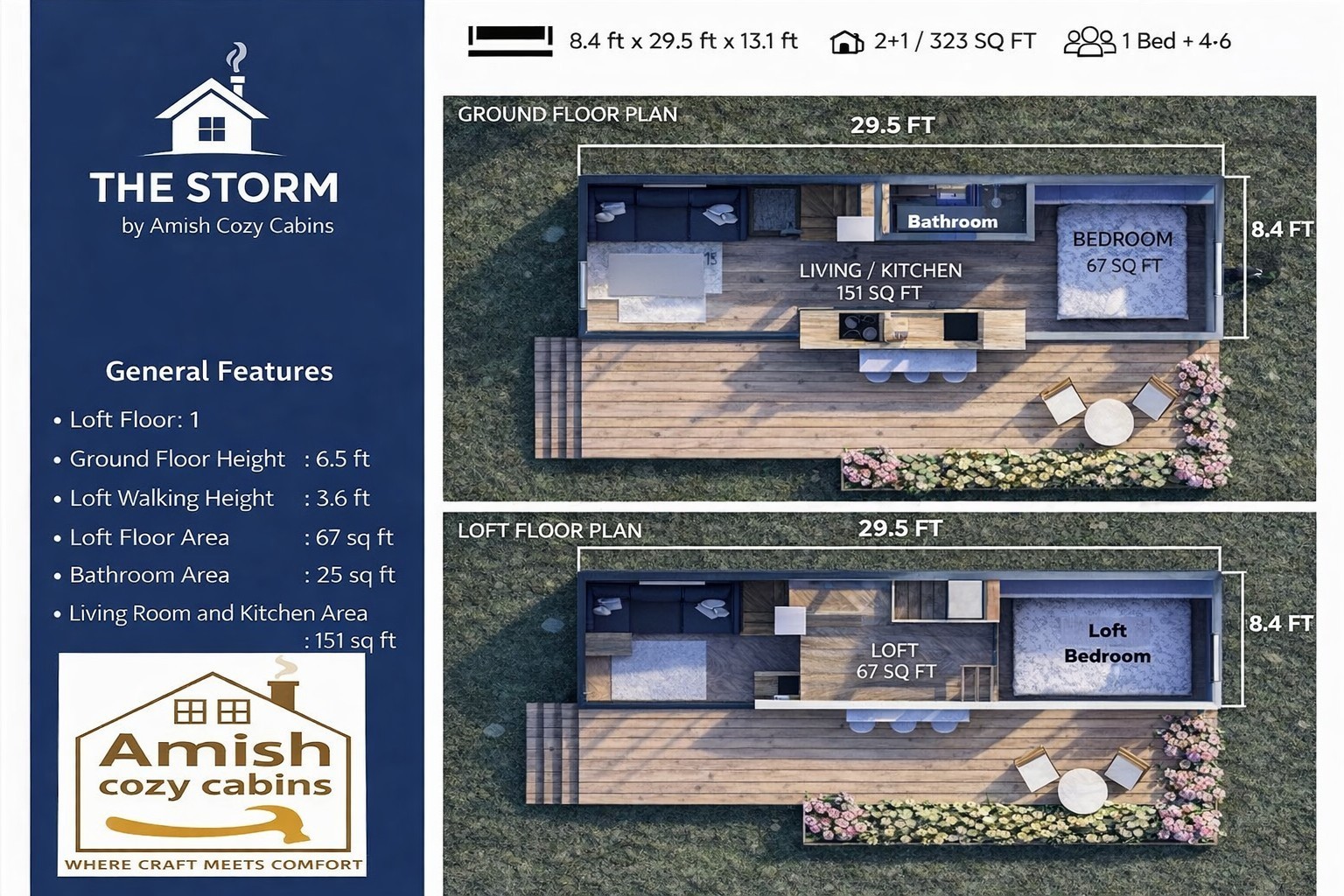 The Storm Premium Tiny Home 323SF Towable Heated Floors $89,900 FREE SHIPPING