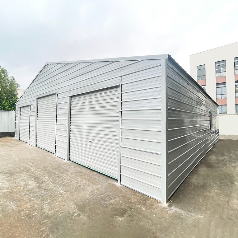 39x39x15 Metal Barn Garage Steel Building Workshop with 3 Doors Galvanized White