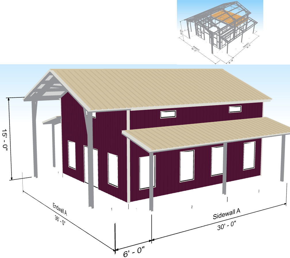 Steel Framed Tall Barndominium Home Kit 2nd Story Loft Porches on 3 Sides