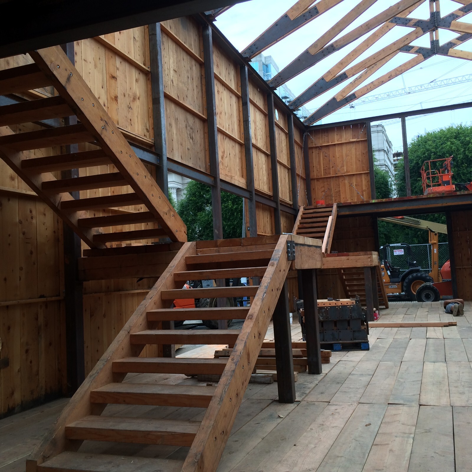 Wood & steel frame building with multiple uses