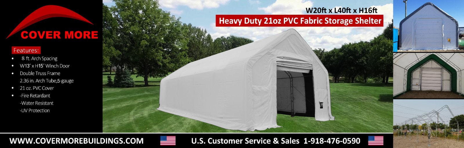 20’x40’x16′ HEAVY DUTY Dual Truss 30 oz PVC Fabric Storage Building* PRESELLING*
