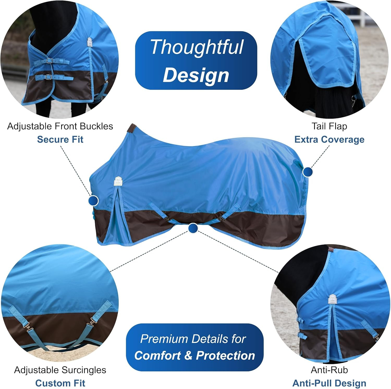 420D Ripstop Lightweight Horse Turnout Sheet, No Fill, Water-Resistant & Breatha