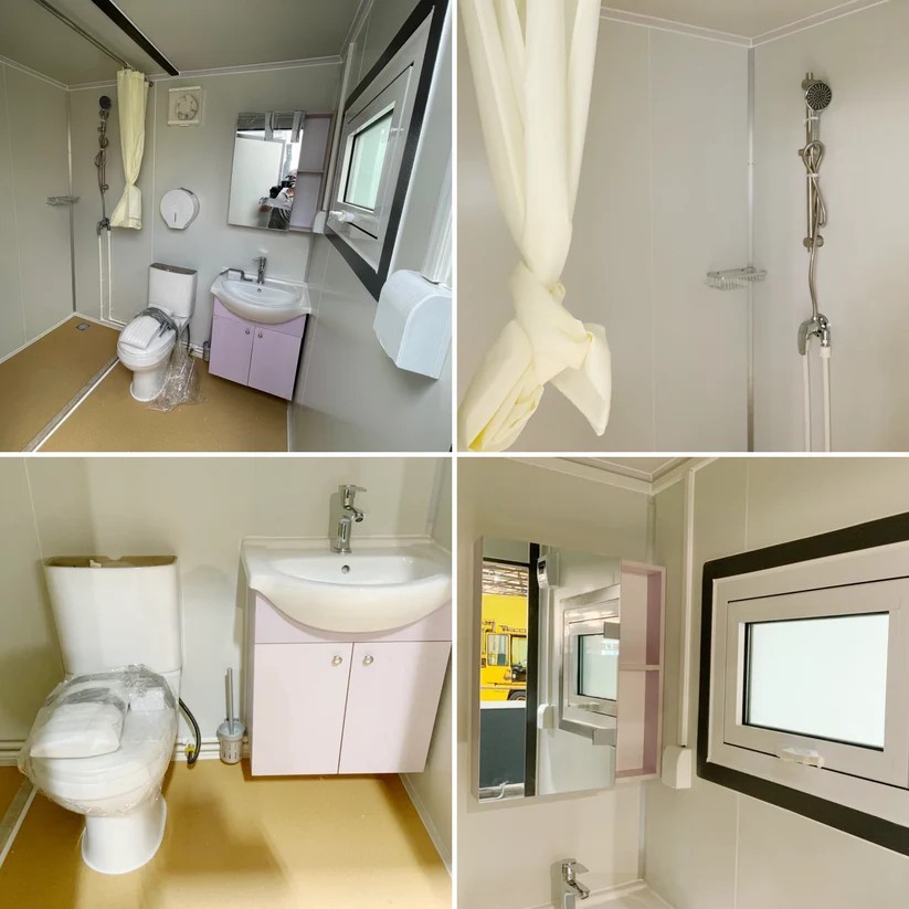 Chery Private Toilet Stalls w/ Shower Curtain Mobile Toilet Portable Restrooms