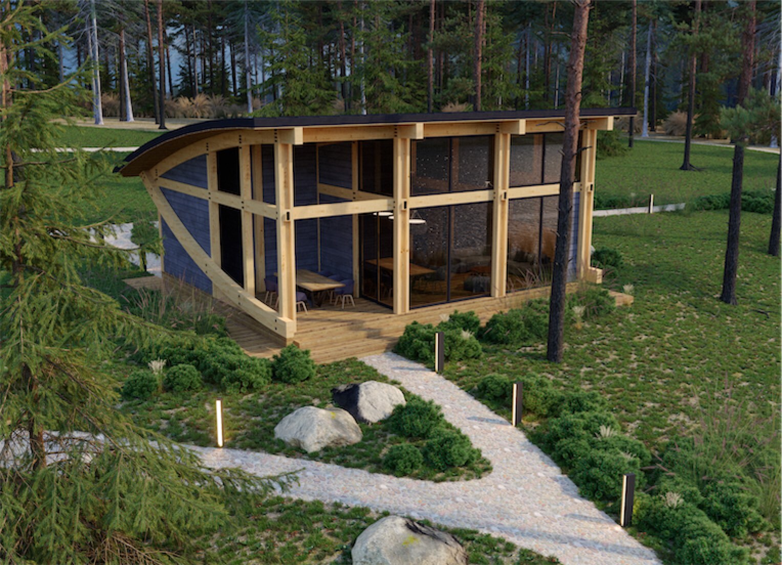 880 sq.ft TIMBER FRAME KIT #TF-82 ONE BEDROOM WOOD PREFAB DIY BUILDING HOUSE 