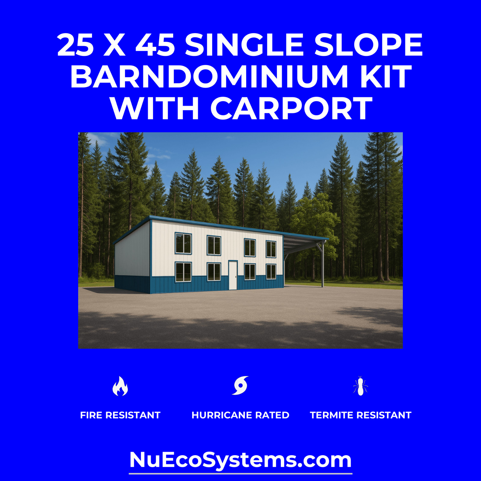FLORIDA & TEXAS HURRICANE RATED Gable Tall Galvanized Steel Barndominium Kit