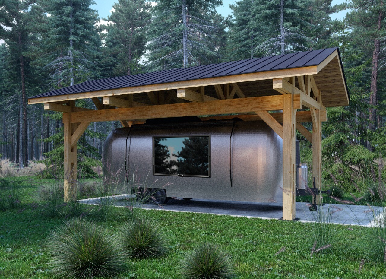 400 sq.ft. 13’x27′ PREMIUM HEAVY TIMBER CARPORT FOR RV CARS PAVILION WOOD PREFAB