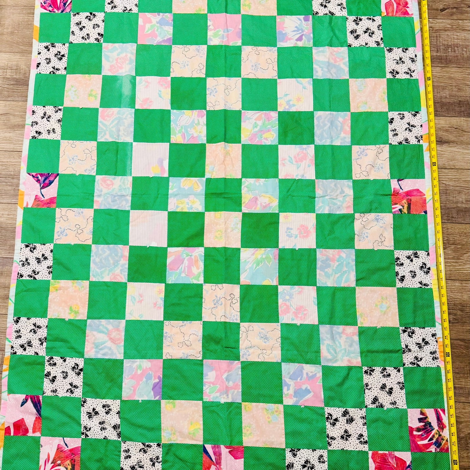 Patchwork Quilt Valentine Galentine Girls 80”x 52” Cottage Farmhouse
