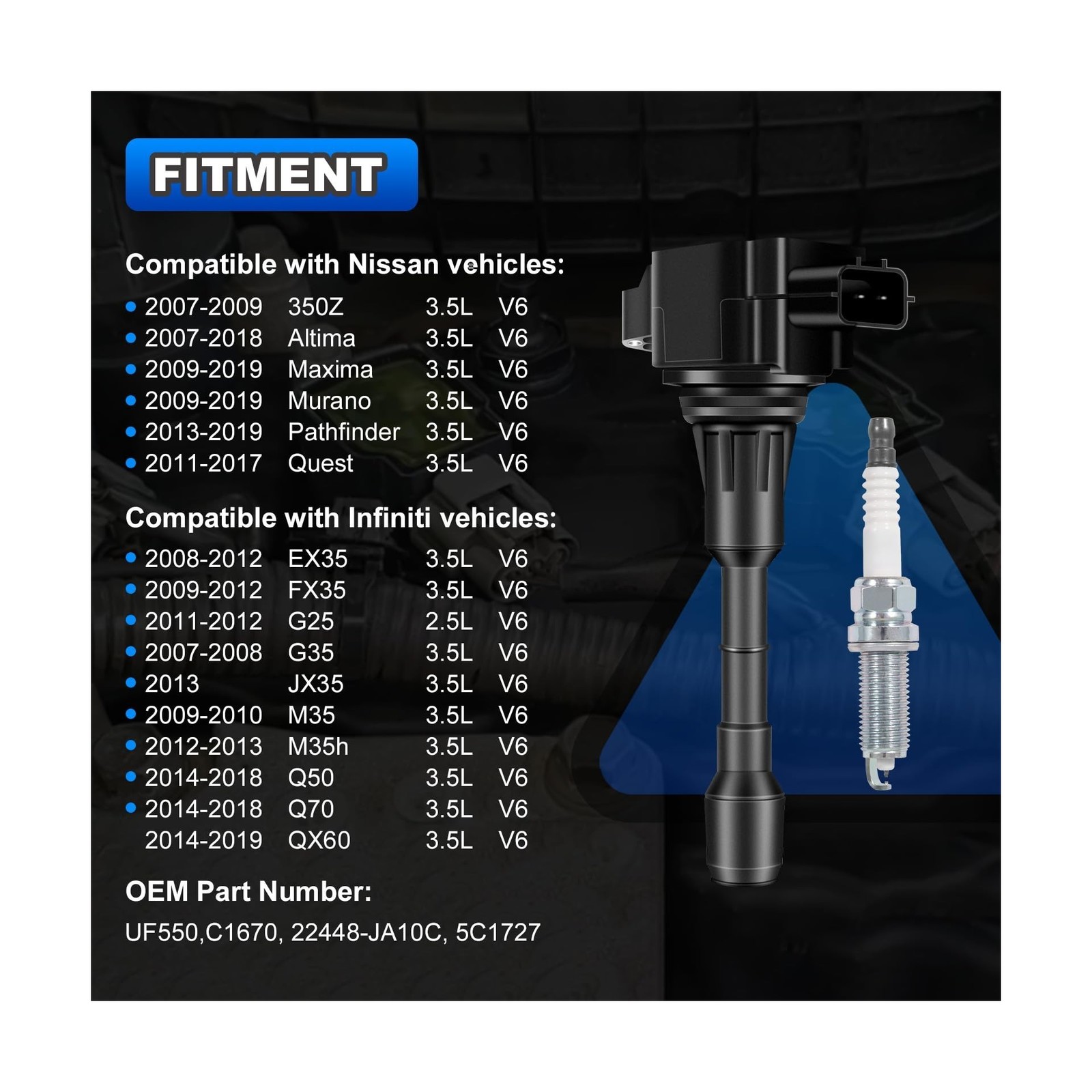 Set of 6 Ignition Coil Packs and Iridium Spark Plug Compatible with… Fast Ship