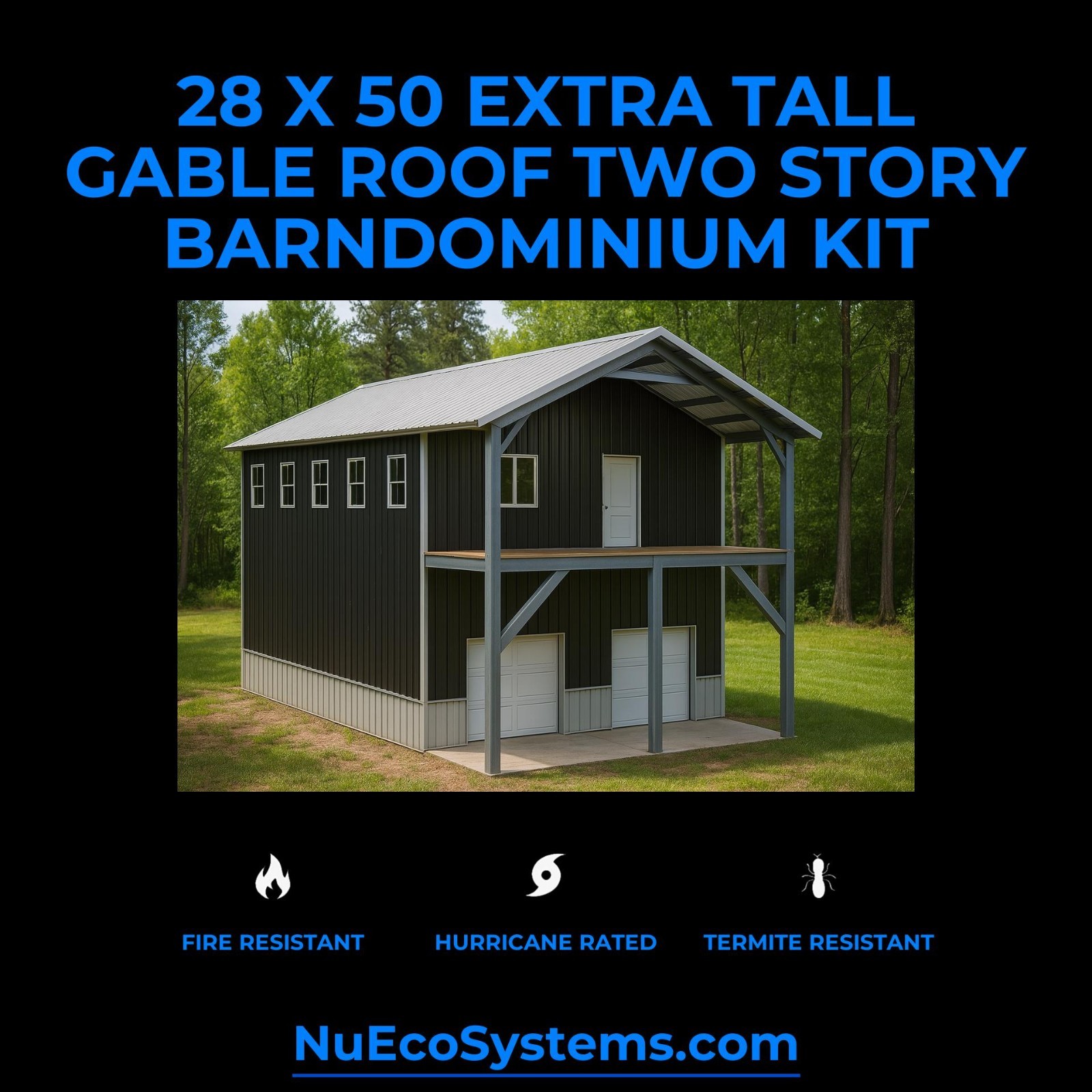 Easy and Affordable to Build 15 x 20 Gambrel Roof Cabin Kit, Made from Hurricane