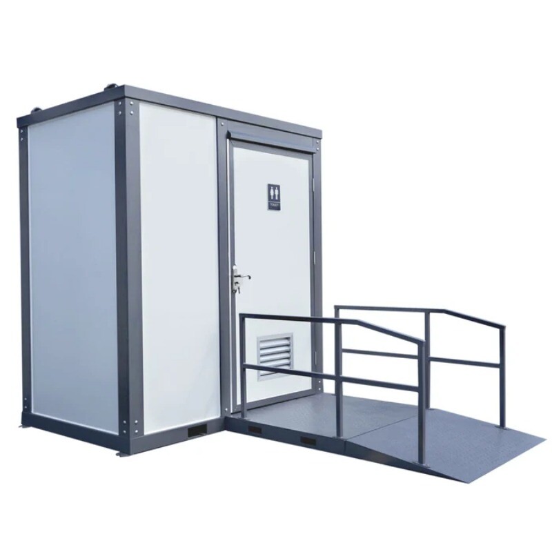 ADA Handicap-Accessible Restroom Outdoor Portable Mobile Toilet With Grab Bars