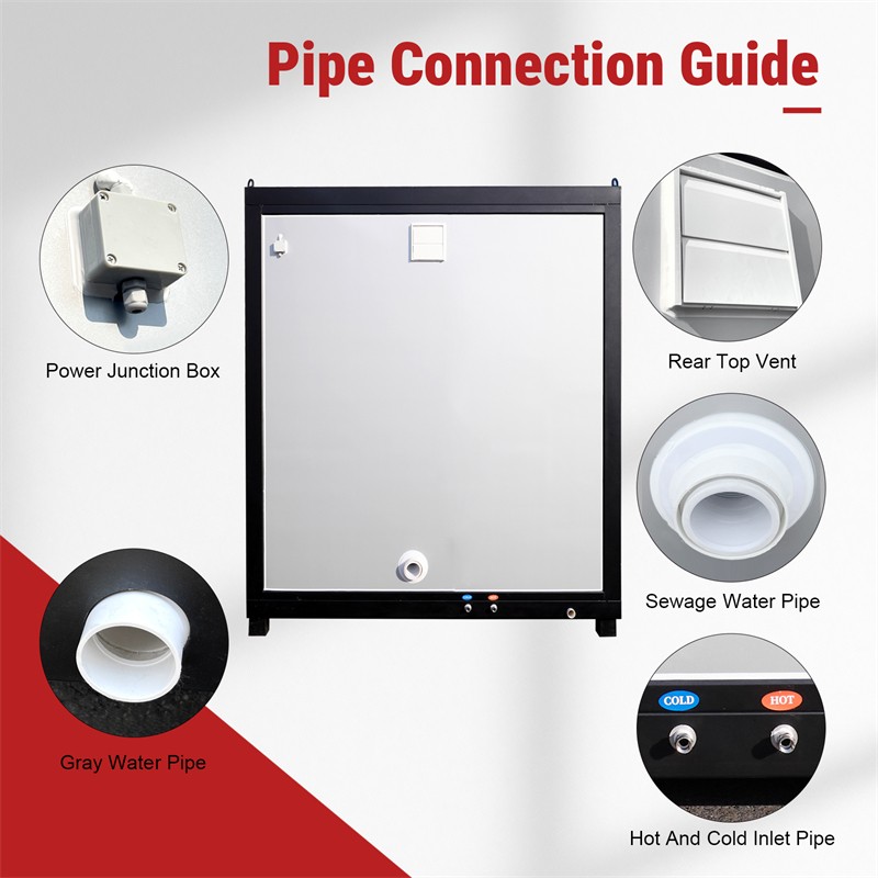 Portable Restroom with Toilet, Sink, Ventilation Fan & Lighting for Events Parks