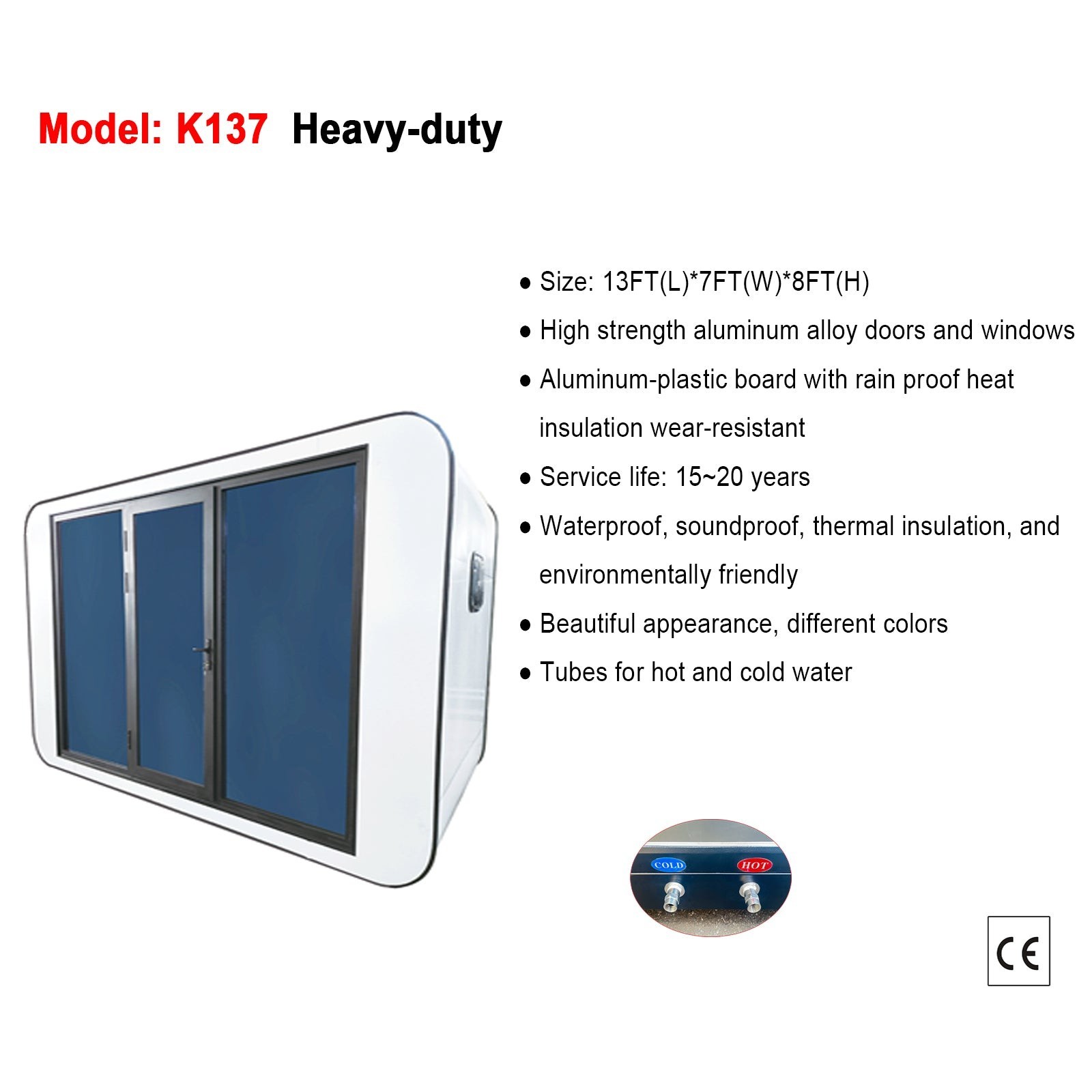 13x7x8FT Prefab Tiny House Cabin Pod Glass Bath Bedroom Modern Outdoor PRESALE