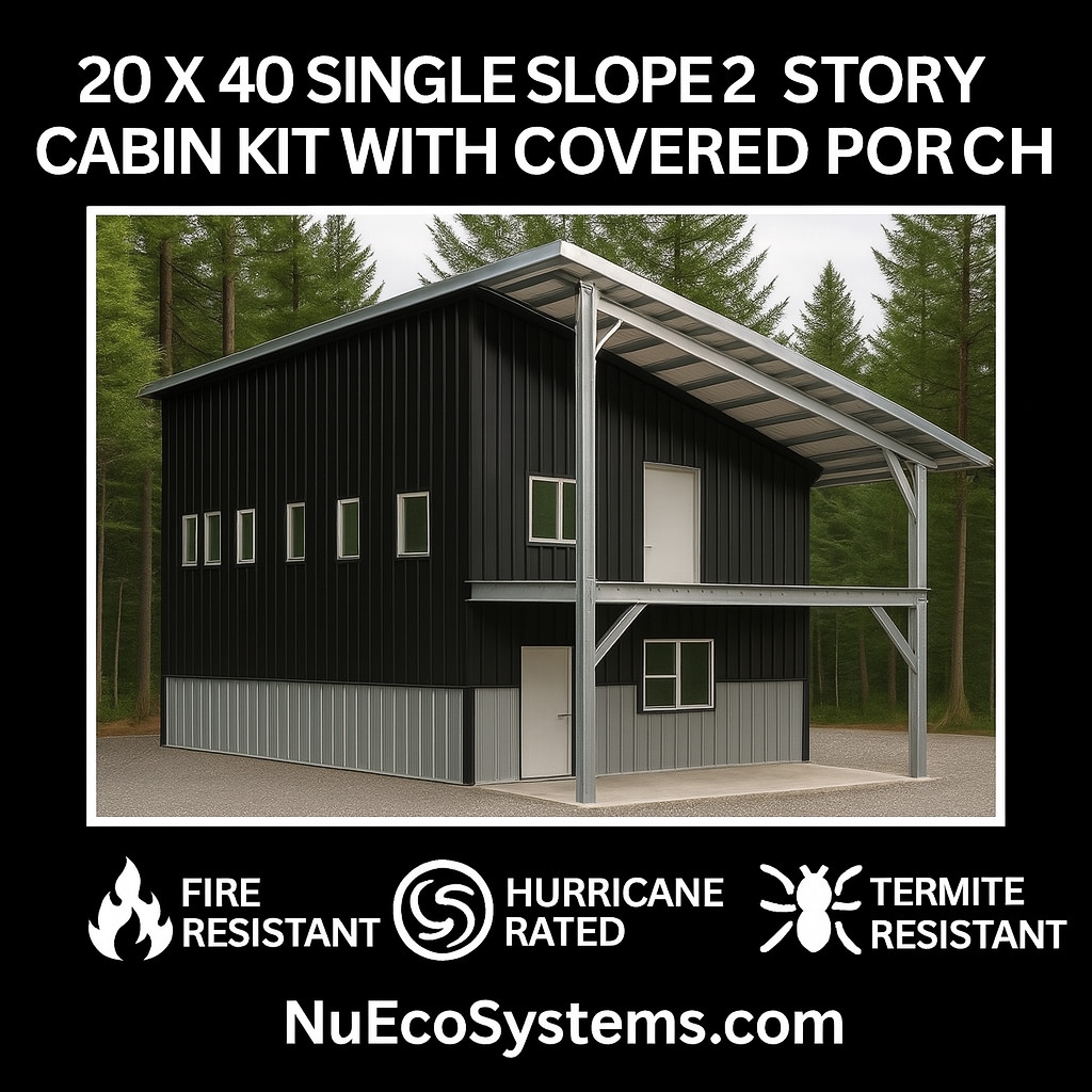 CALIFORNIA FIRE RESISTANT 30 X 40 GALVANIZED STEEL CABIN KIT OR HOME KIT