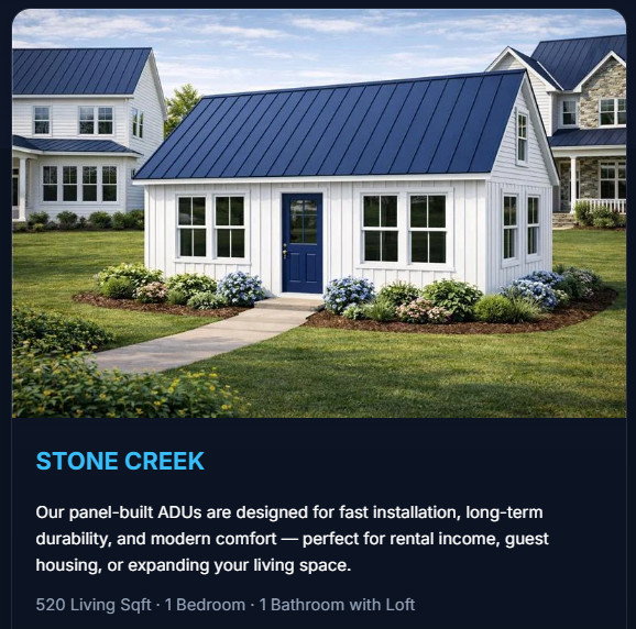 TEXAS ENERGY EFFICIENT 520 SQ FT ACCESSORY DWELLING UNT WITH TURN-KEY BUILD