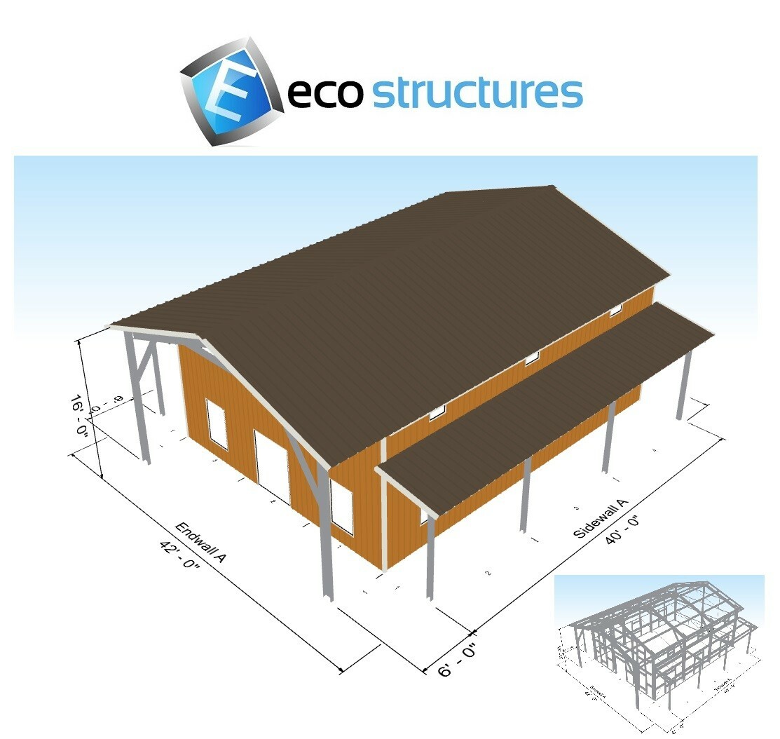 Fire & Hurricane Resistant Barndominium Home Kit with Covered Porches
