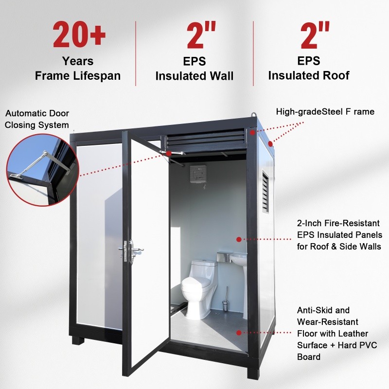 All-in-1 Portable Toilet & Outdoor Shower Room Q235 Steel Frame Remote Cabins