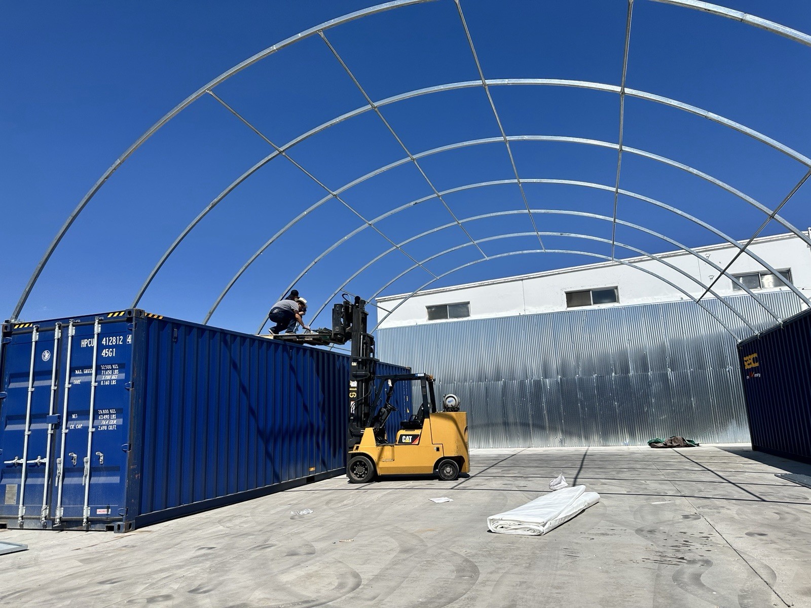 40×40 Shipping Container Canopy Shelter Conex Roof Kit (17.5oz PVC) 15′ Height