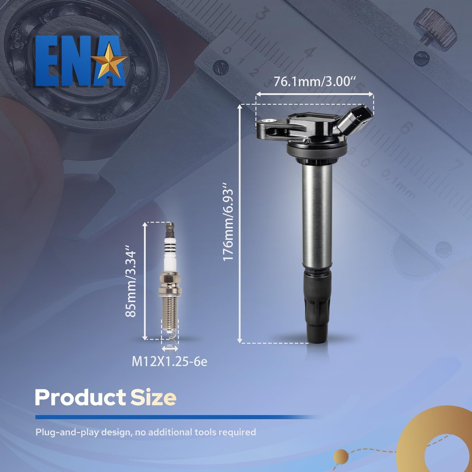 ENA Set of 4 Ignition Coil UF596 Iridium Spark Plug Compatible with 2009 2010…