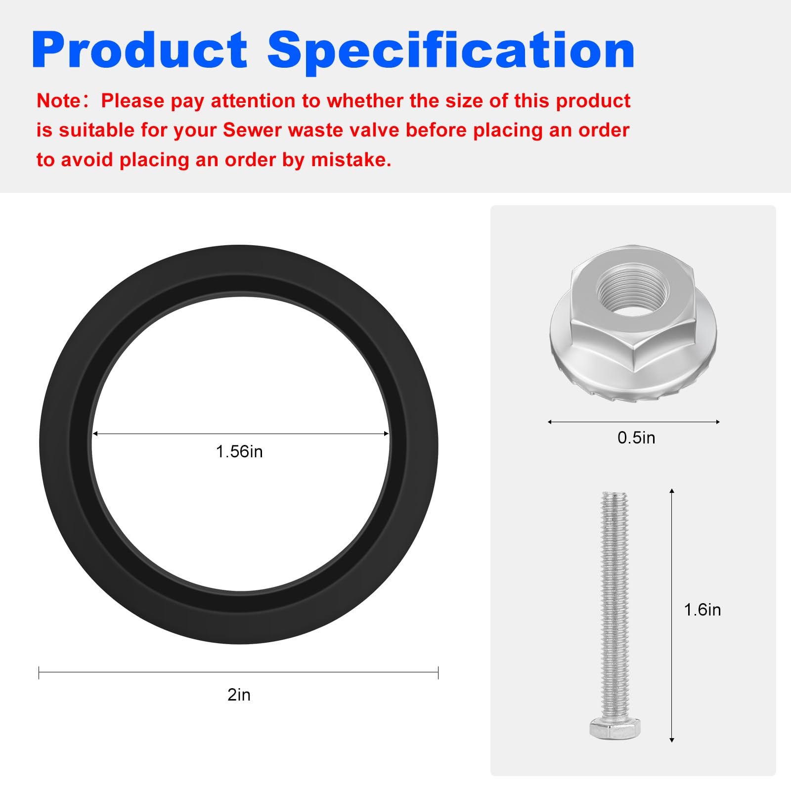 T1001-9VP RV Waste Valve Seal Kit 1-1/2 Inch Replacement Valterra Lasalle…