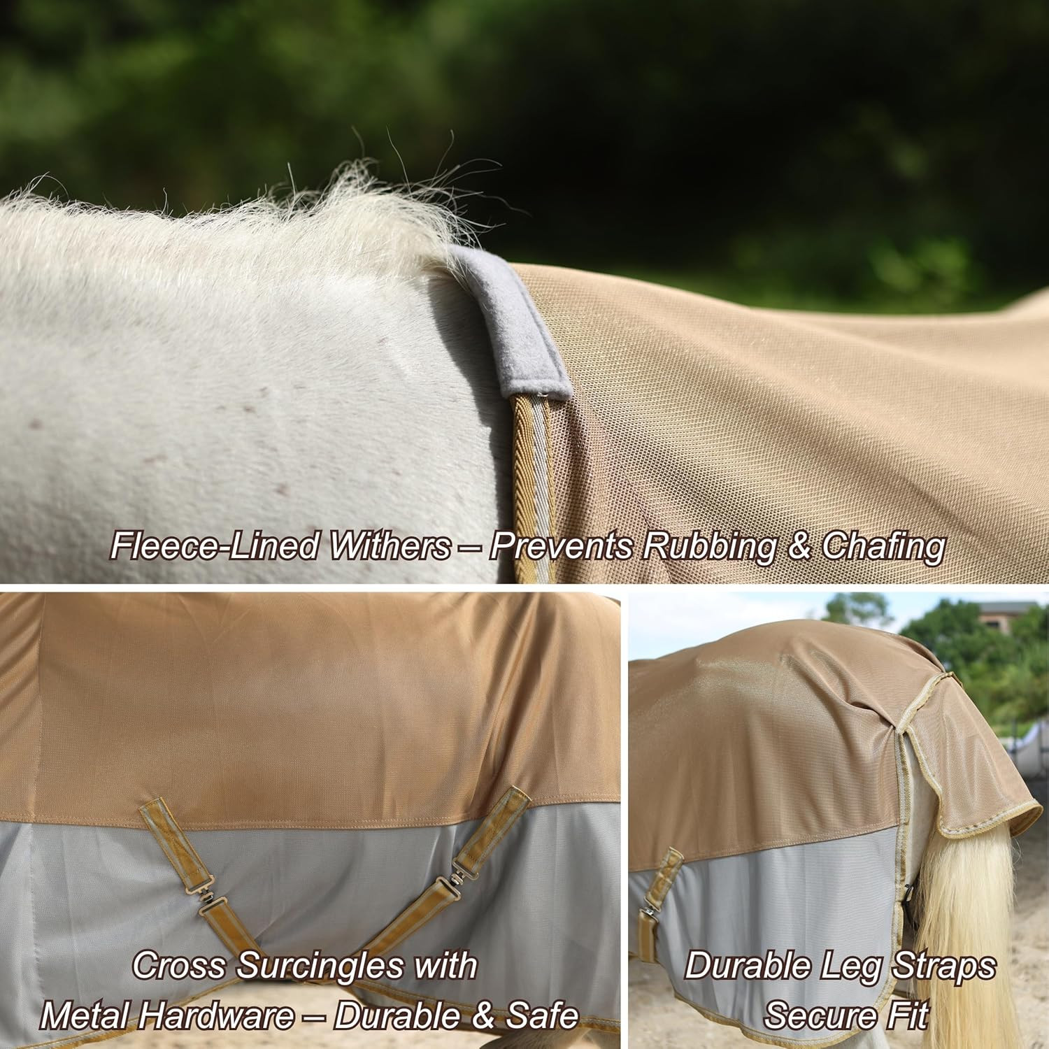 Breathable and UV Protective Tear-Resistant Mesh Horse Fly Sheet Comfy Equine Su