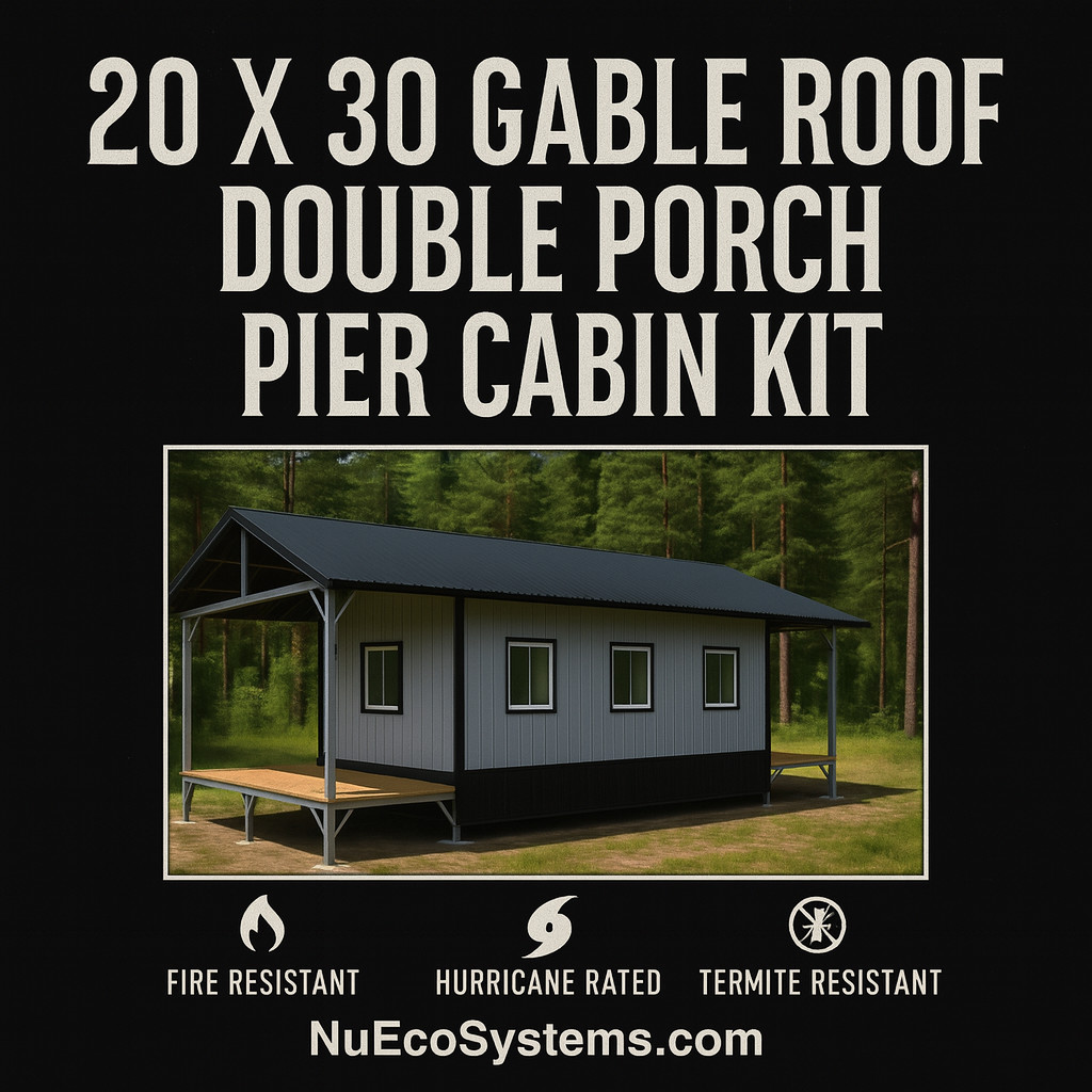 CALIFORNIA FIRE RESISTANT 30 X 40 GALVANIZED STEEL CABIN KIT OR HOME KIT