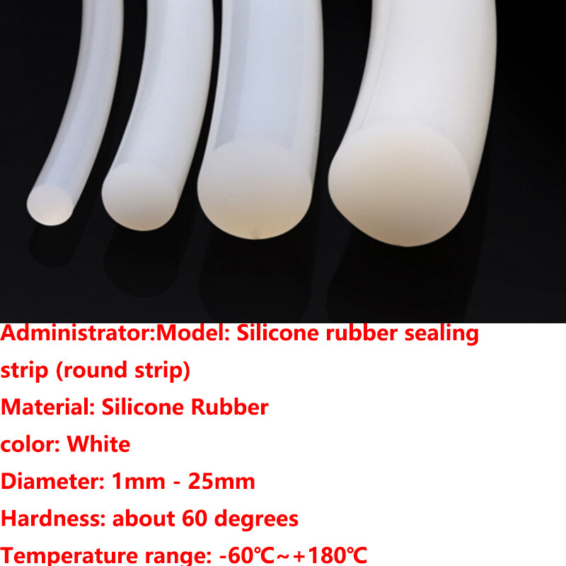 Ø1-25mm Silicone Rubber Solid Sealing Strip Gasket Round Bar Waterproof Non-slip