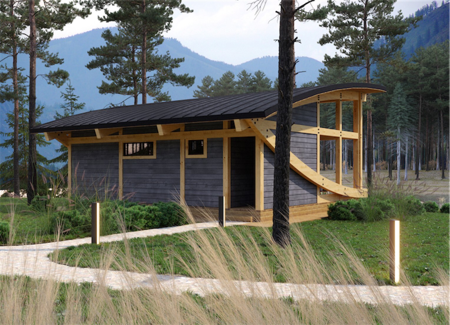 880 sq.ft TIMBER FRAME KIT #TF-82 ONE BEDROOM WOOD PREFAB DIY BUILDING HOUSE 