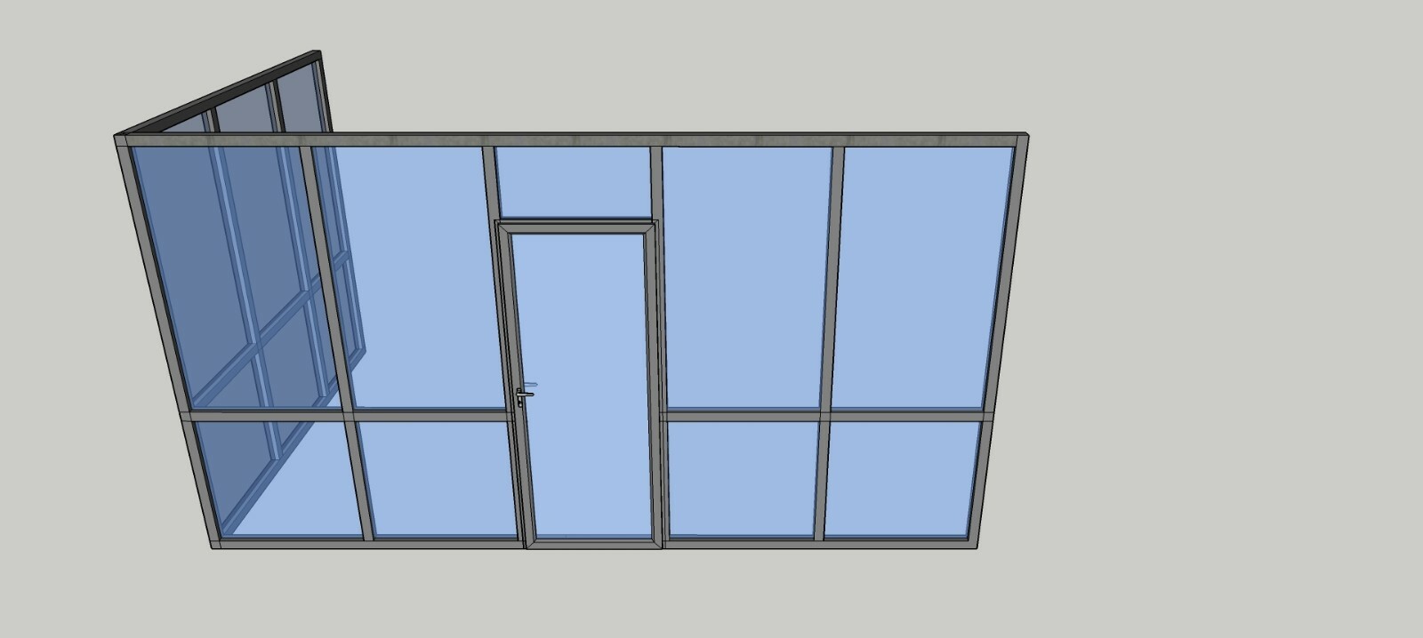 CGP Glass Aluminum 2Wall Office Partition System w/Door 14’x6’x9′ Clear Anodized