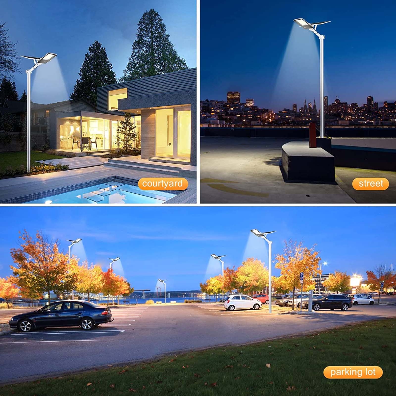 Solar Street Lights Outdoor Solar LED Flood Light Dusk to Dawn IP 67 for Parking