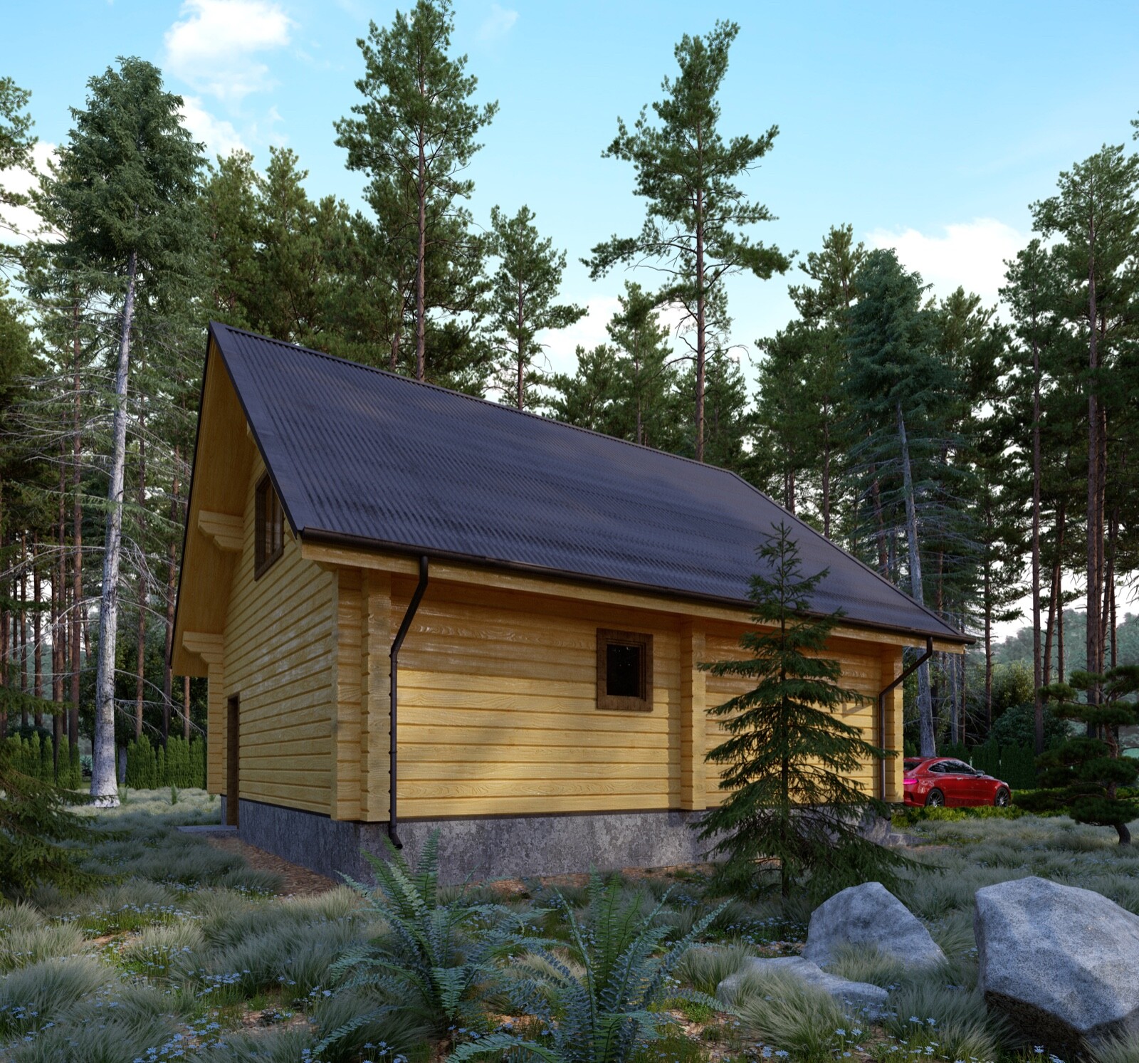 LOG GARAGE KIT LH_BG-80 ECO FRIENDLY WOOD PREFAB DIY BUILDING CABIN HOME MODULAR
