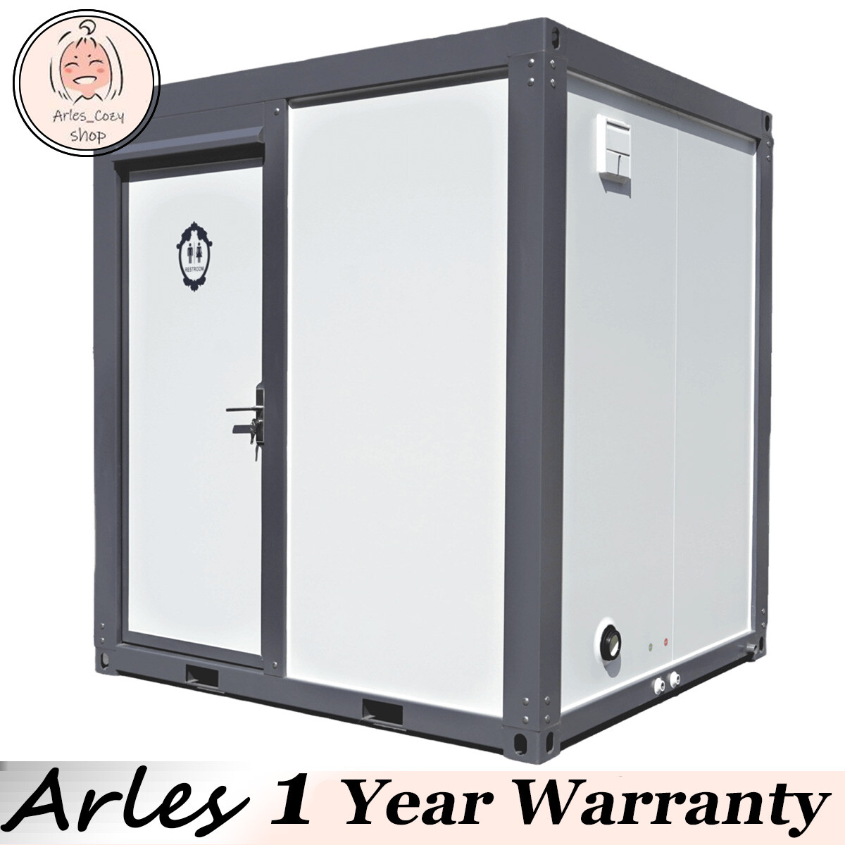 Portable Restroom Bathroom Mobile Toilet w/Shower Upgrade Acrylic Fanshaped Door