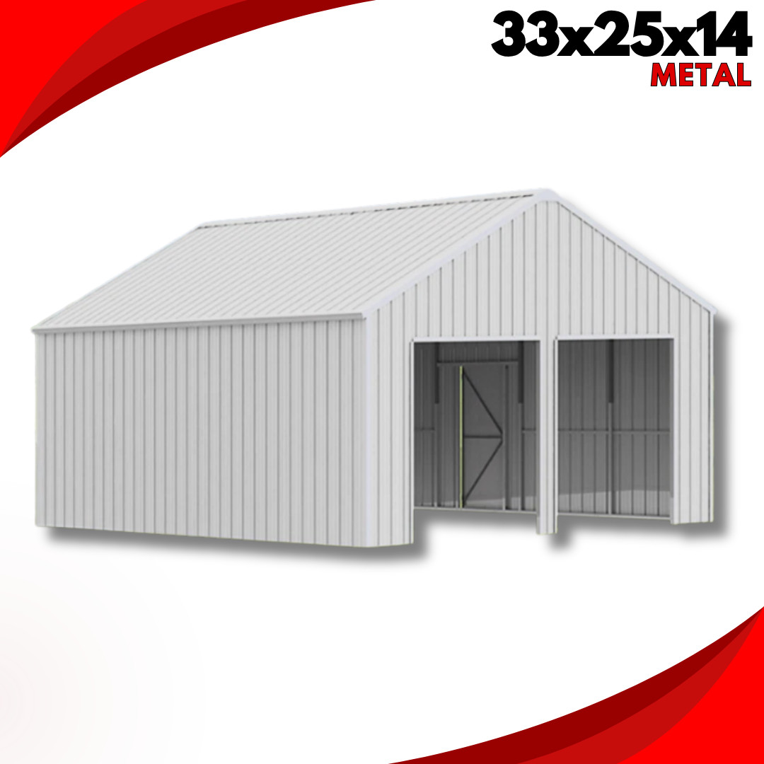 33′ x 25’x 14′ Metal Car Garage/Outdoor Storage Shed/Heavy Duty Galvanized Steel