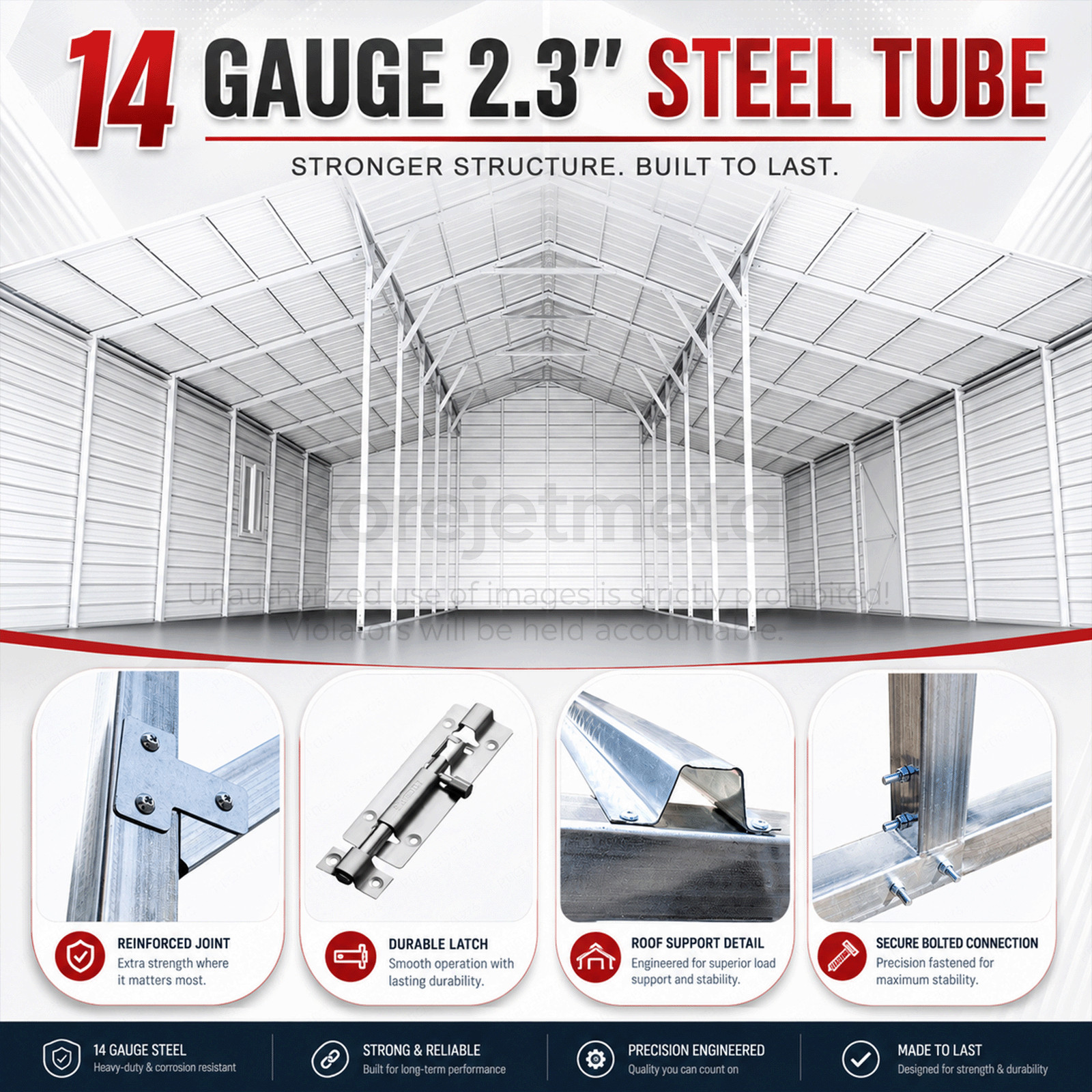 42x30x13ft Metal Garage Shed Outdoor Storage Heavy Duty Galvanized Steel Barn