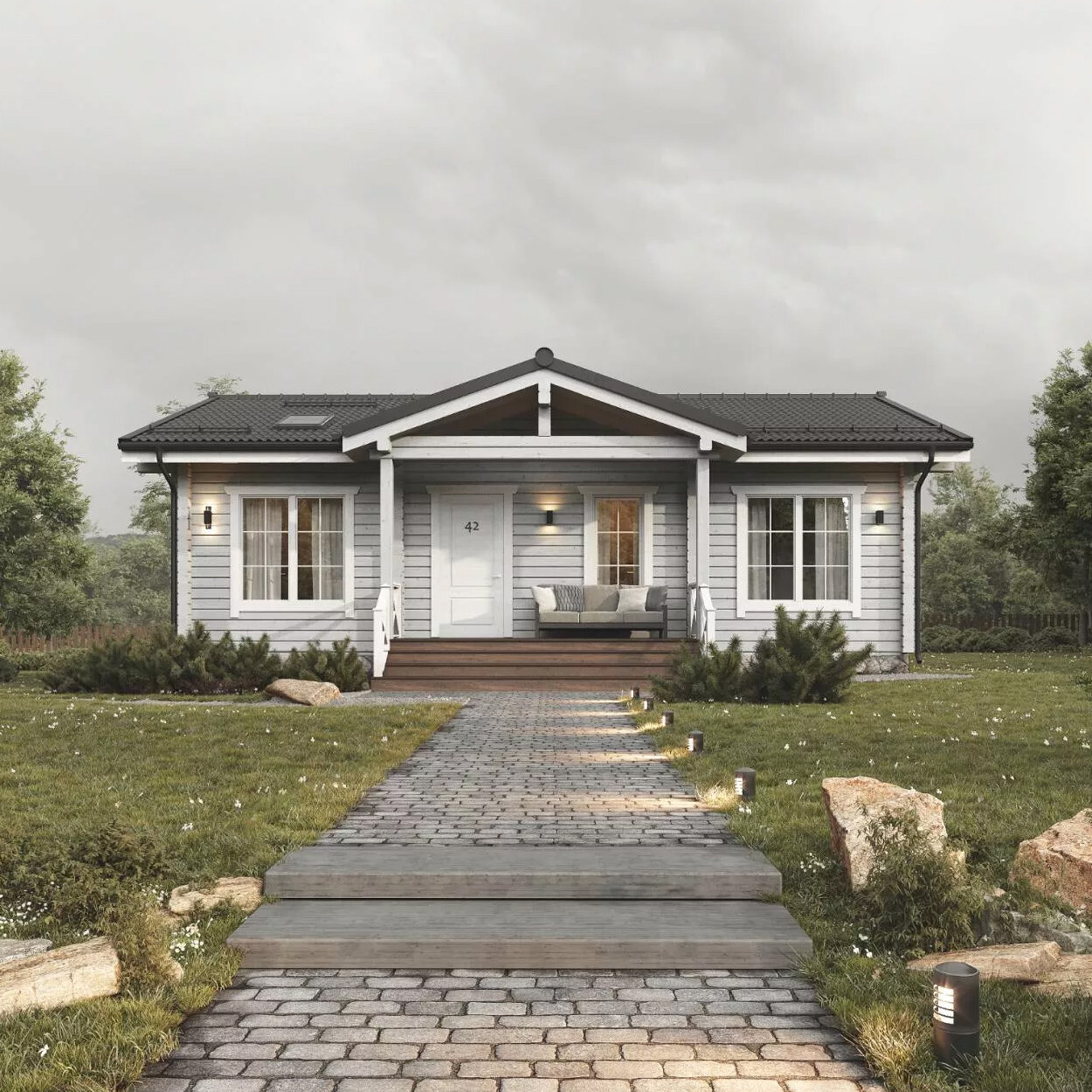 PREFAB LOG CABIN HOME KIT MODERN WOODEN 1195 ft² /111 m² – DISCOUNT CARD 3% off